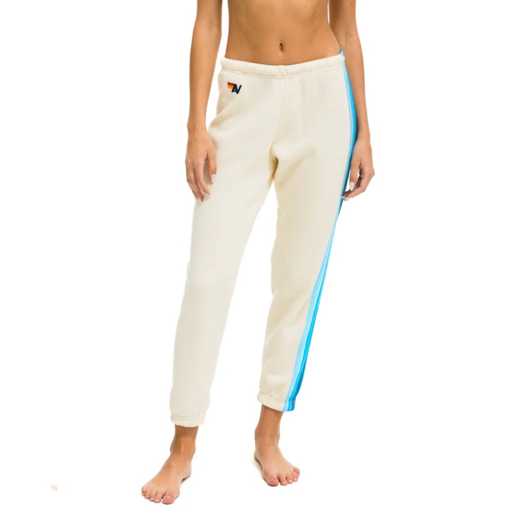 5 STRIPE SWEATPANTS - VINTAGE WHITE // BLUE XS